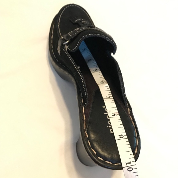 NICOLE Platform Mule Clogs Leather Black Slip On Heeled Clogs Markie Size 8 - Picture 12 of 16